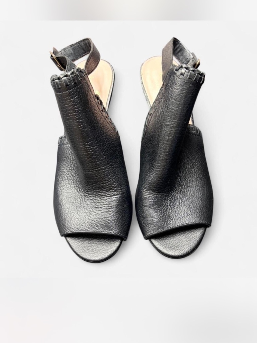 Black Kate Spade Leather Peep-Toe Slingback Sandals